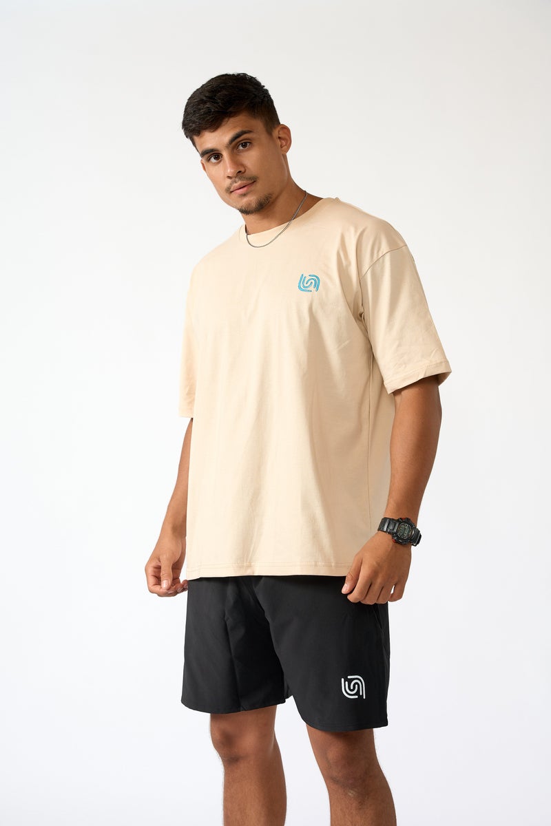 Beyond unisex Beige Cotton oversized t-shirt - Image 3